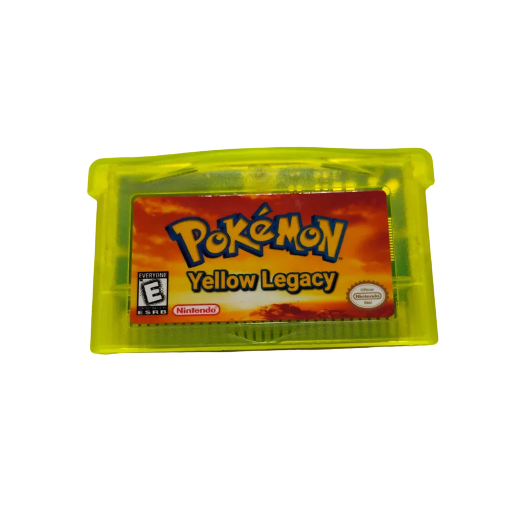 Pokémon Yellow Legacy game case on a gray background