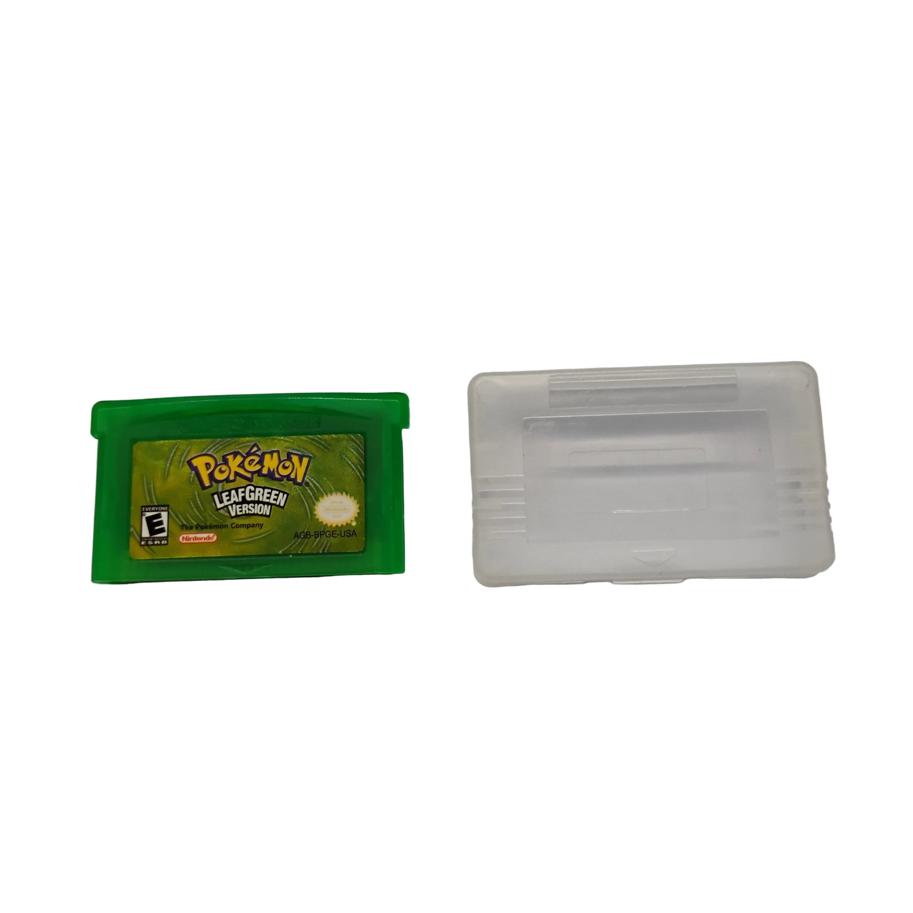 Green Game Boy cartridge and clear Game Boy case on a white background