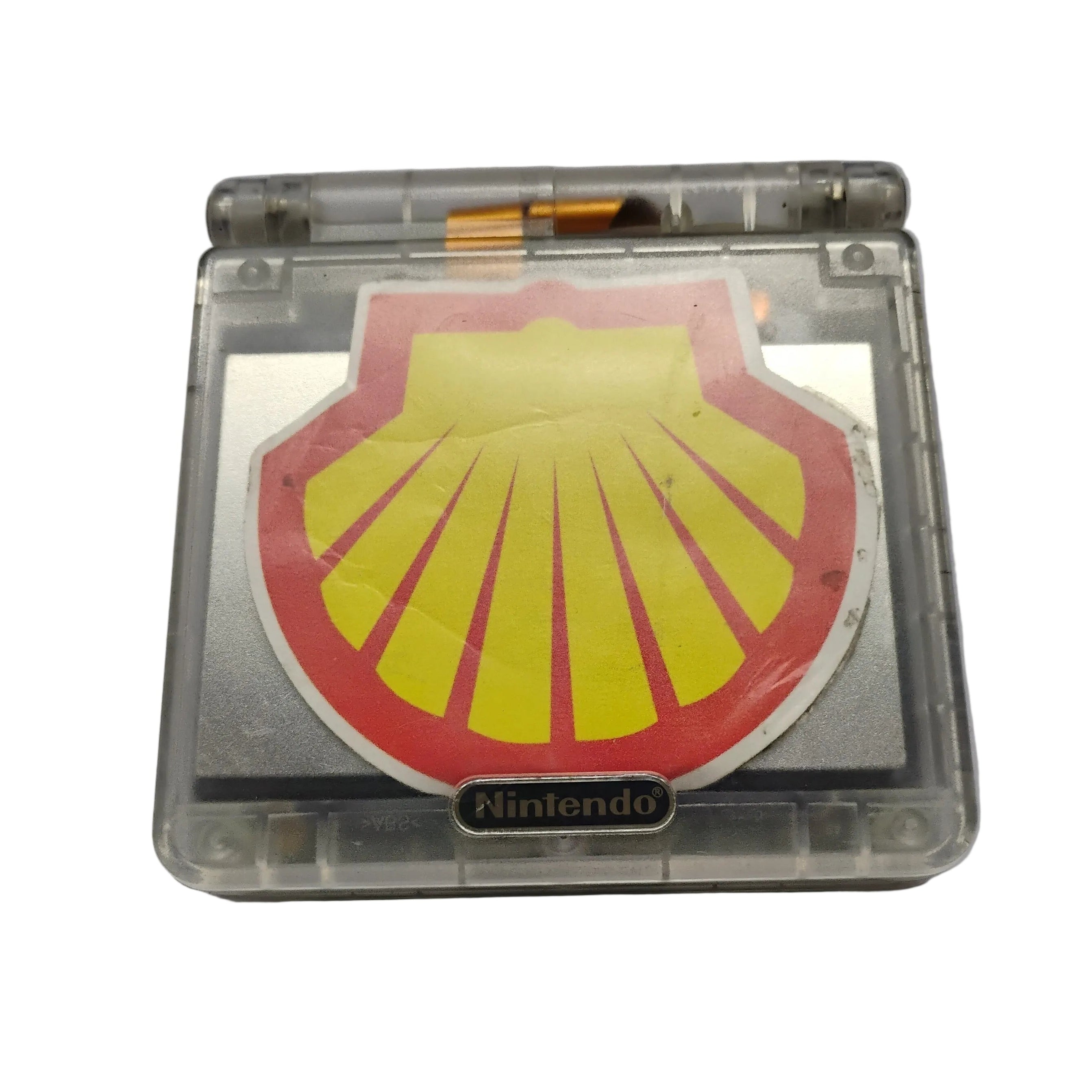 Shell logo on a transparent card with a gray background