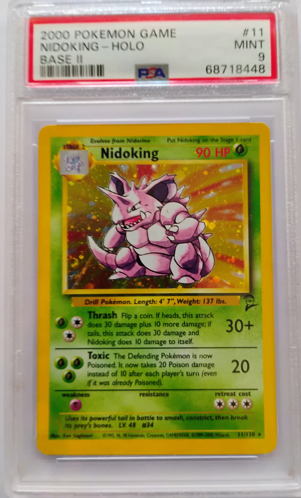 2000 Pokemon Game Nidoking - Holo Base Set 2 | PSA 9